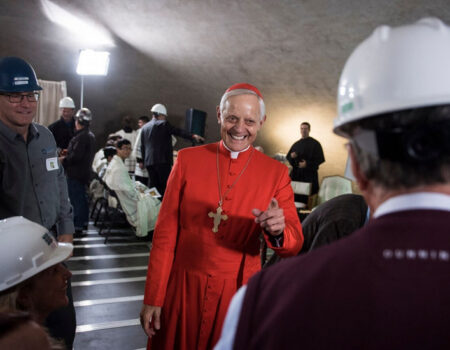 Natural Stone Design & Stonework Fabrication | Cardinal Visit During Trinity Dome Stonework Installation By Rugo Stone