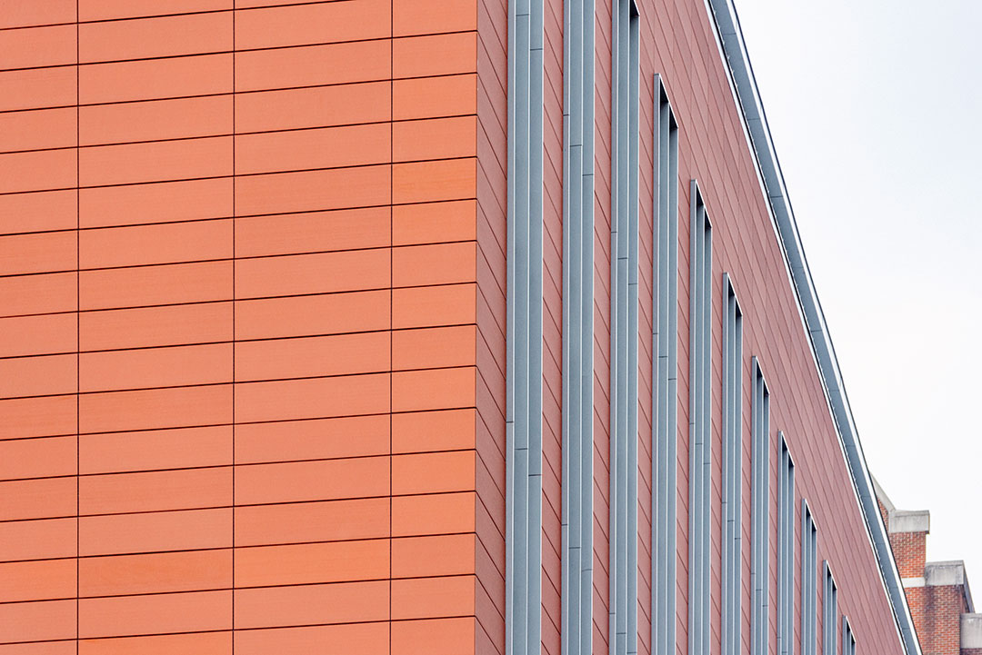 Exterior view of the Georgetown New Science Center, featuring Rugo Stone's expert stone craftsmanship.