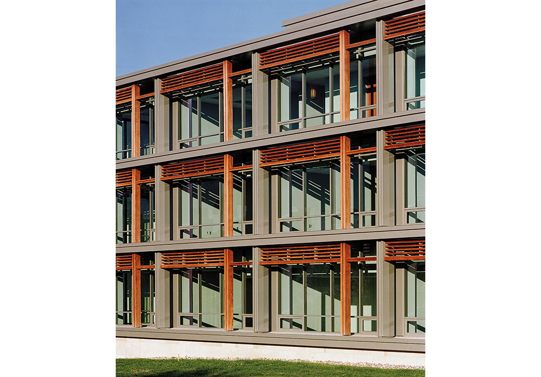 Close-up of the Nigerian Chancery, featuring Rugo Stone's meticulous stonework and architectural detailing.