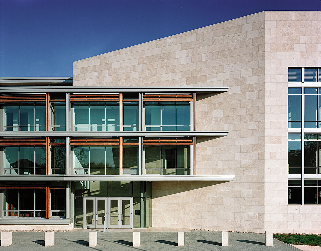 Detailed view of the Nigerian Chancery, showcasing Rugo Stone's craftsmanship in stone installation and architectural design.