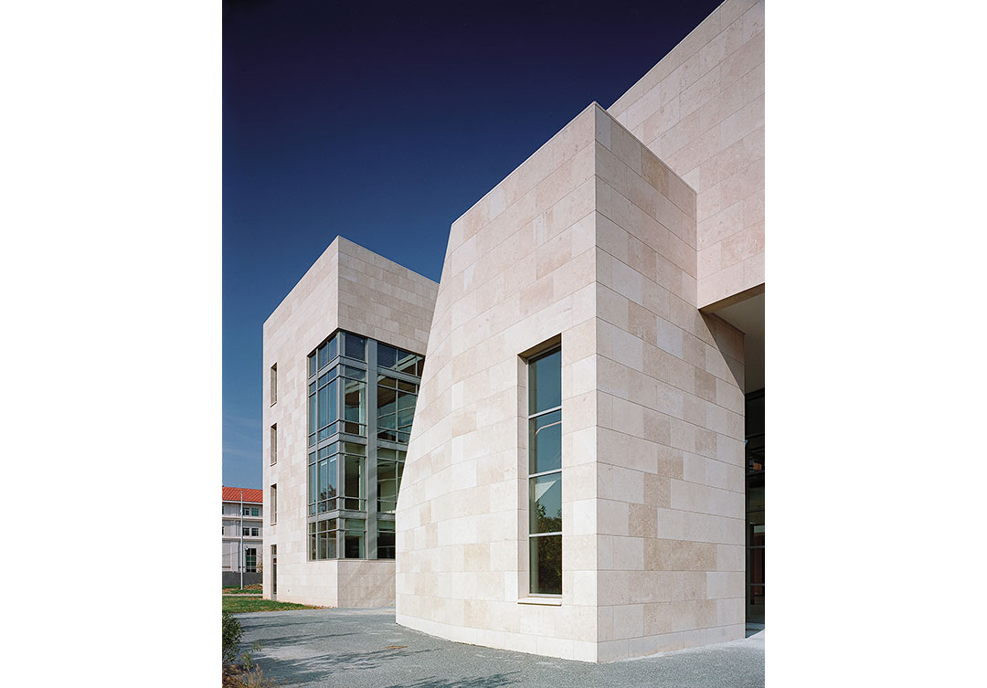 Exterior view of the Nigerian Chancery, highlighting the intricate stonework and architectural design by Rugo Stone.