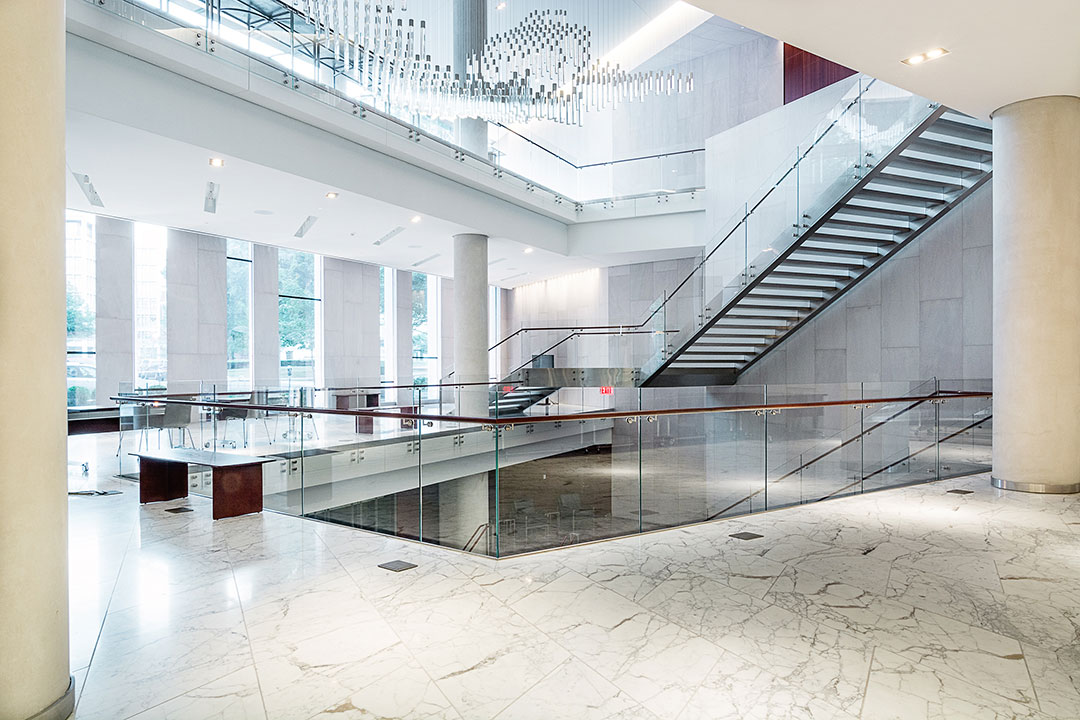 Detailed view of the Rugo Stone CSIS project, highlighting the precision stonework and architectural craftsmanship.