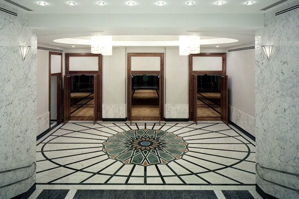 Rugo Stone Installation At The New Chancery UAE, Highlighting Expert Stone Craftsmanship And Elegant Architectural Detailing.