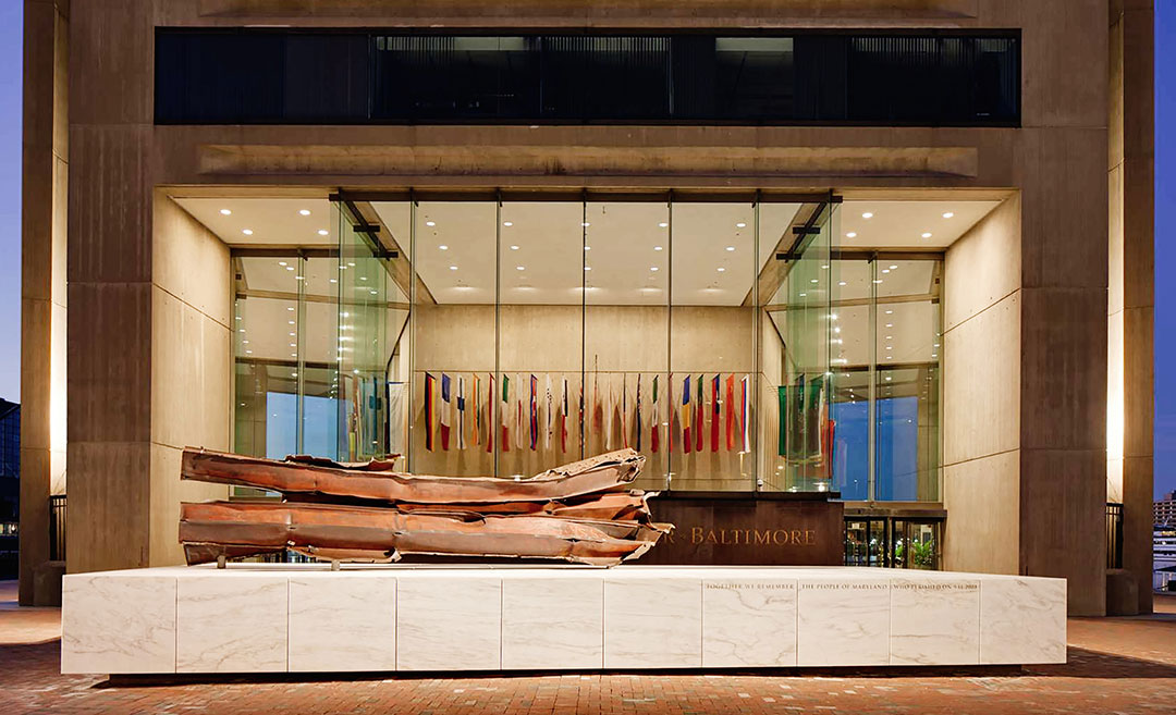 Stone installation at the Maryland 9/11 Memorial, highlighting Rugo Stone's precision and artistry in crafting a lasting tribute.
