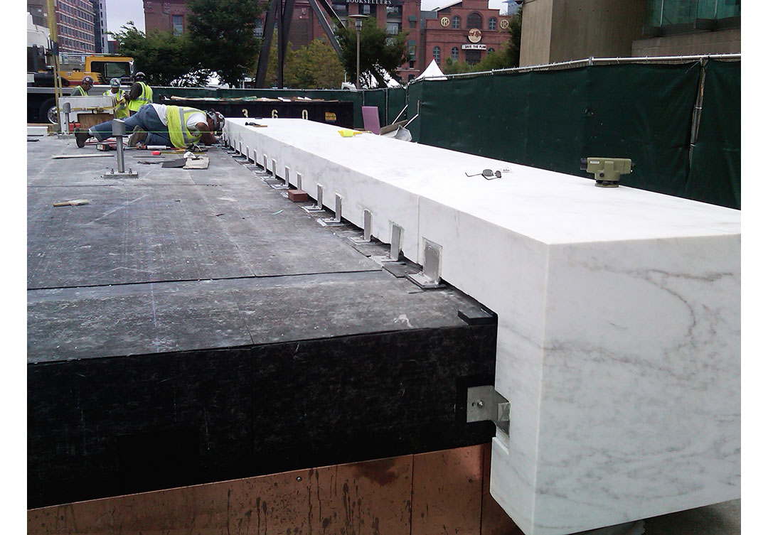 Close-up of stonework at the Maryland 9/11 Memorial, showcasing Rugo Stone's dedication to precision and memorial design.