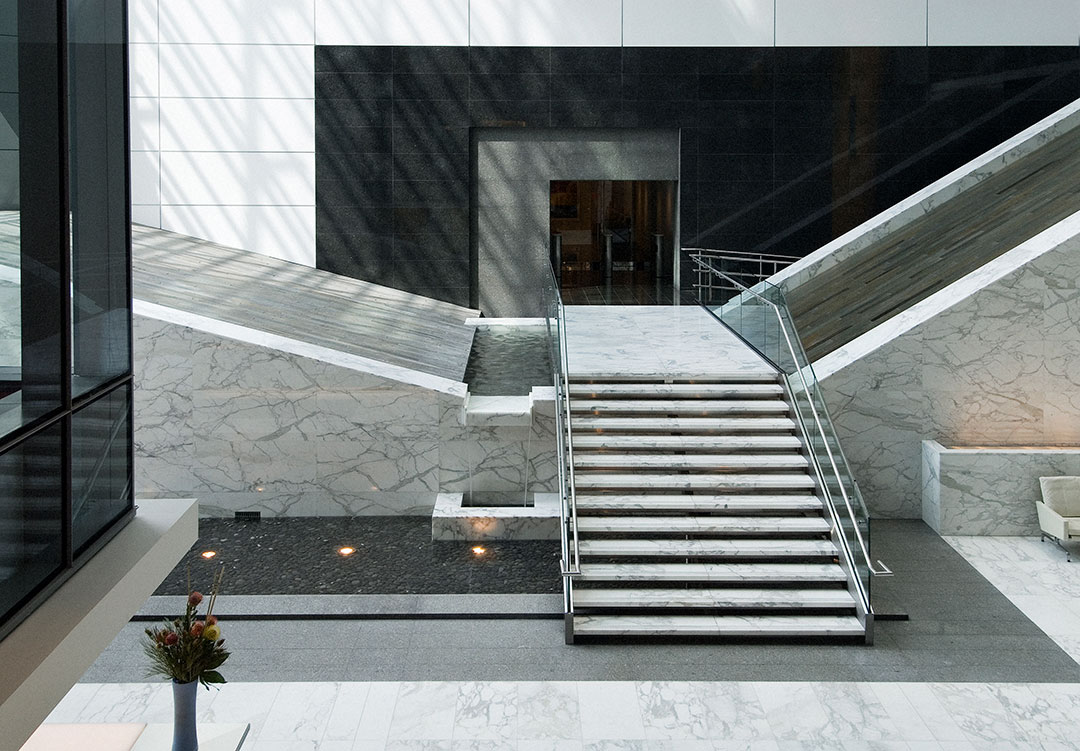 Detailed view of the 1875 Penn project by Rugo Stone, showcasing precision stonework and architectural craftsmanship.