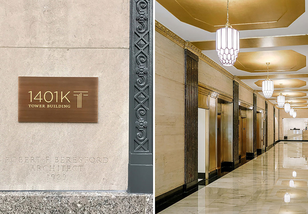 1401 K Street NW featuring detailed stone architecture and high-quality craftsmanship by Rugo Stone.