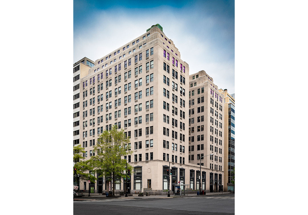 1401 K Street NW showcasing intricate stone craftsmanship and architectural design by Rugo Stone.