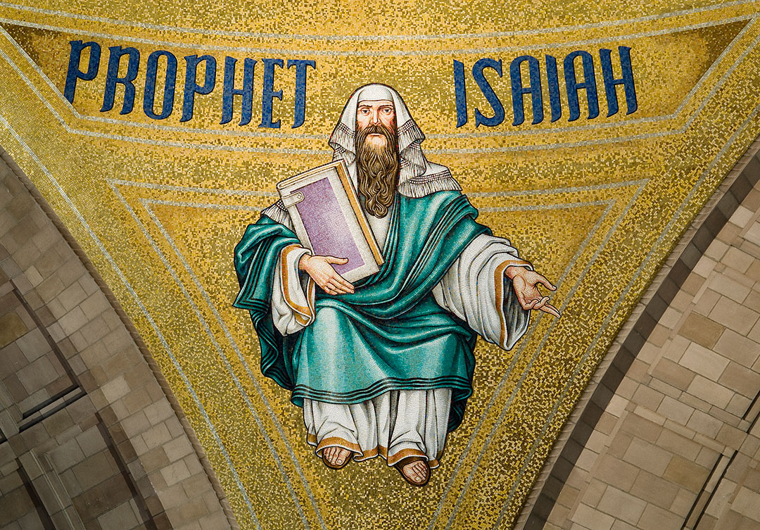 Close-up of the mosaic at the Knights of Columbus Incarnation, featuring intricate stone details and vibrant patterns.