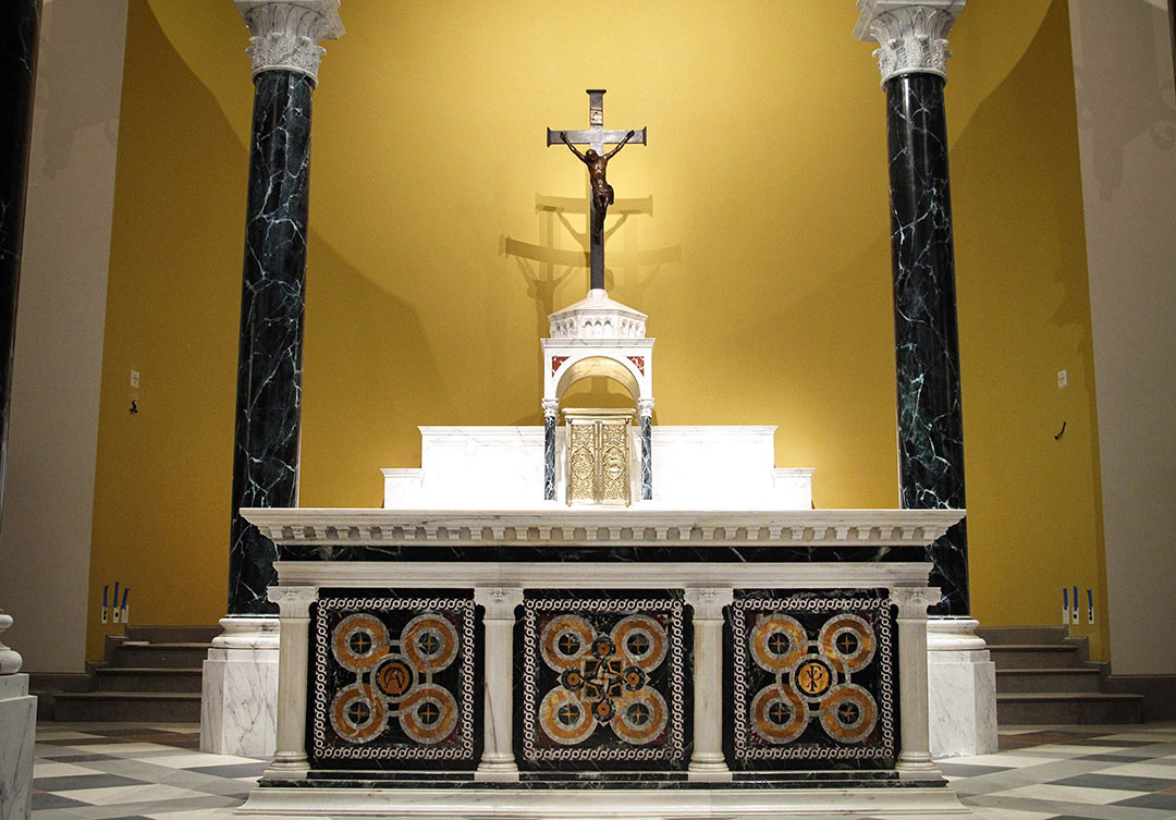 Saint Mary Help of Christians featuring detailed stone craftsmanship and architectural excellence by Rugo Stone.