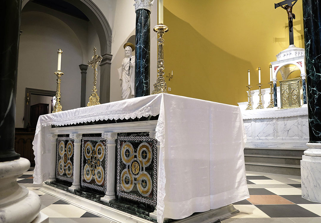 Saint Mary Help of Christians with intricate stonework and architectural precision by Rugo Stone.