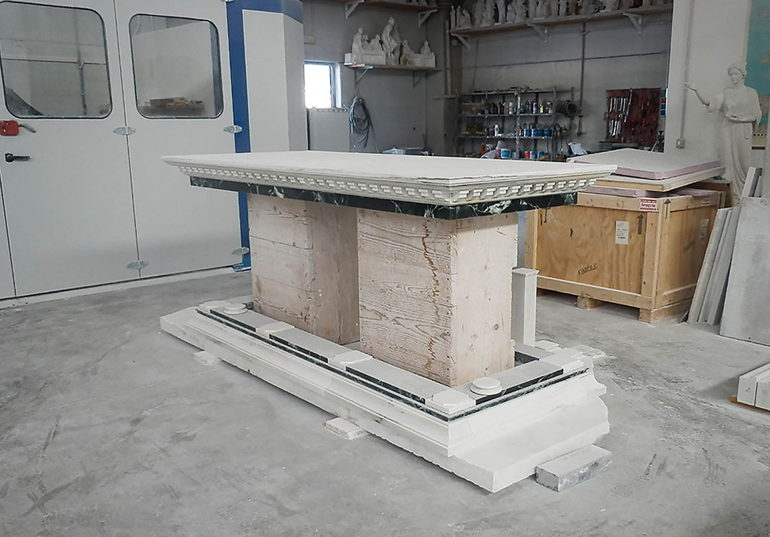 Saint Mary Help of Christians showcasing exquisite stone detailing and craftsmanship by Rugo Stone.