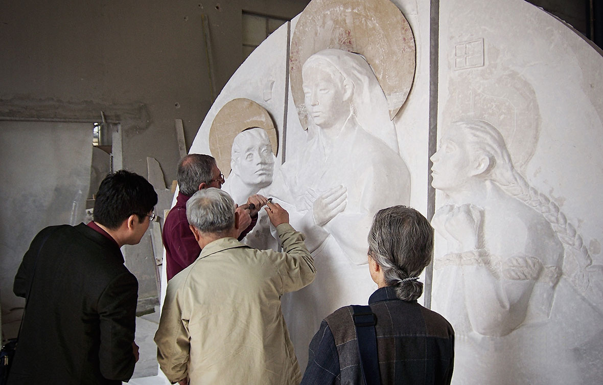 Rugo Stone Our Lady of Korea stone installation | Expert Natural Stone Design & Stonework Fabrication
