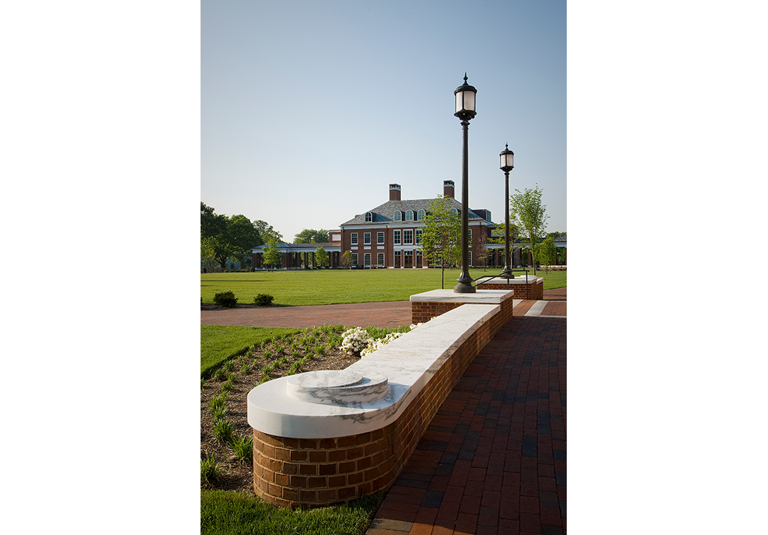 Aerial view of the Decker Quad at Johns Hopkins University, showcasing the layout and surrounding greenery.
