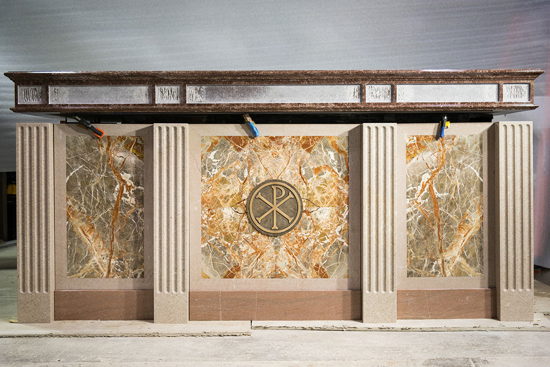Rugo Stone Interior Stone Detailing at Holy Comforter Catholic Church – Natural Stone Design & Custom Stonework Fabrication
