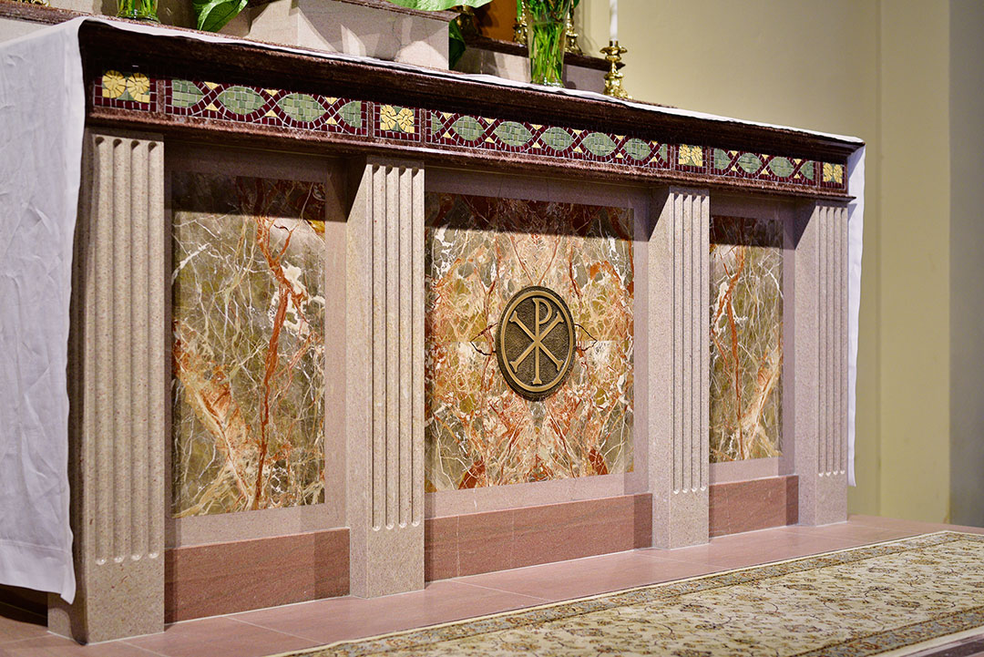Rugo Stone Custom Stonework at Holy Comforter Catholic Church – Natural Stone Design & Precision Fabrication
