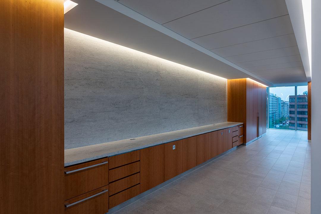 Detailed interior stonework at Wiley Commercial, featuring intricate carvings and expert craftsmanship in architectural design.