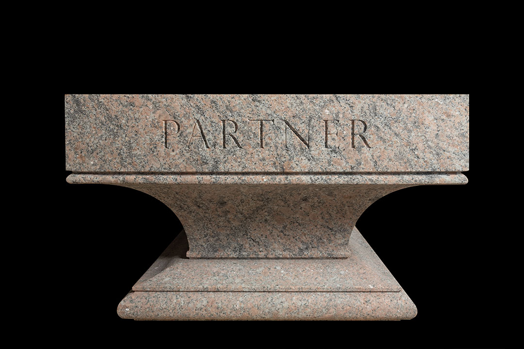 Engraved stone memorial bench for Nancy Reagan by Rugo Stone – Specialists in Custom Stonework & Natural Stone Fabrication
