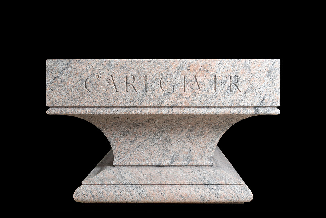 Close-up of engraved inscription on Nancy Reagan memorial bench by Rugo Stone – Expert in Stone Engraving & Fabrication