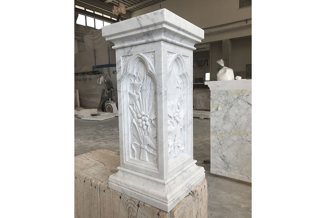 Detailed marble altar restoration at Basilica of Saint Mary by Rugo Stone – Experts in Stone Fabrication & Church Interior Restoration