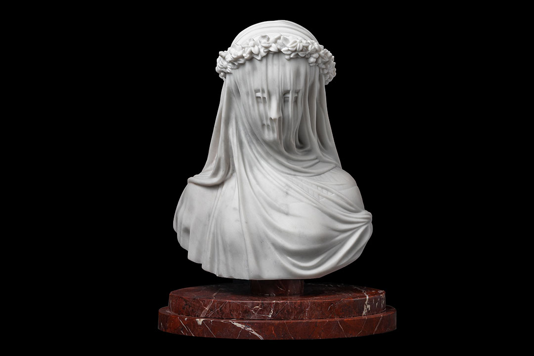 Veiled Lady sculpture in marble by Rugo Stone – Experts in Custom Stone Carving & Religious Art Fabrication